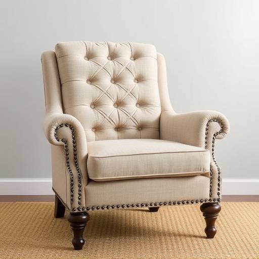 Handcrafted upholstered armchair with a tufted back