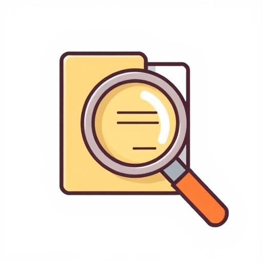 Icon of browsing catalog with a magnifying glass.