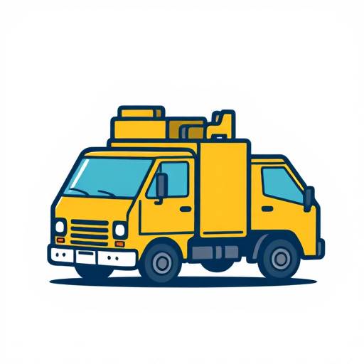 Icon of delivery truck delivering furniture.